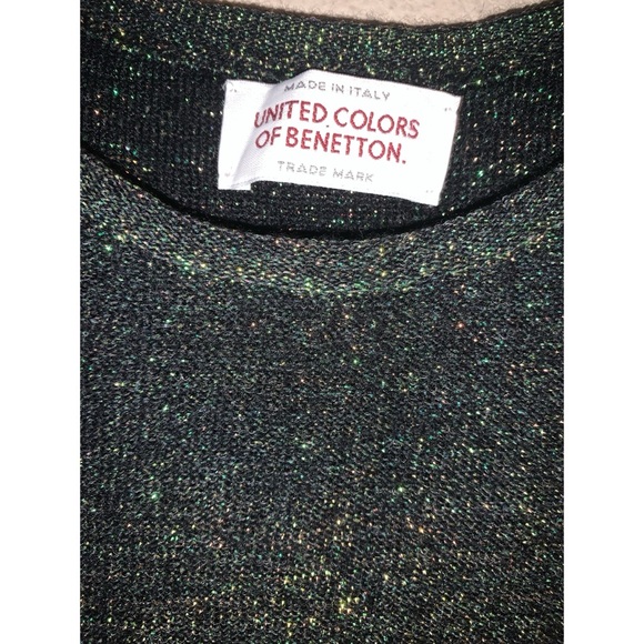 United Colors Of Bennetton Green Sparkle Sweater Women’s XS - Picture 3 of 5